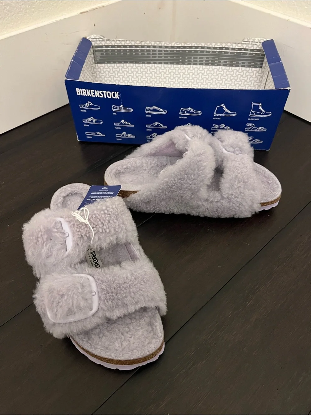 Birkenstock Kids Furry Arizona Sandals - Light Lavender